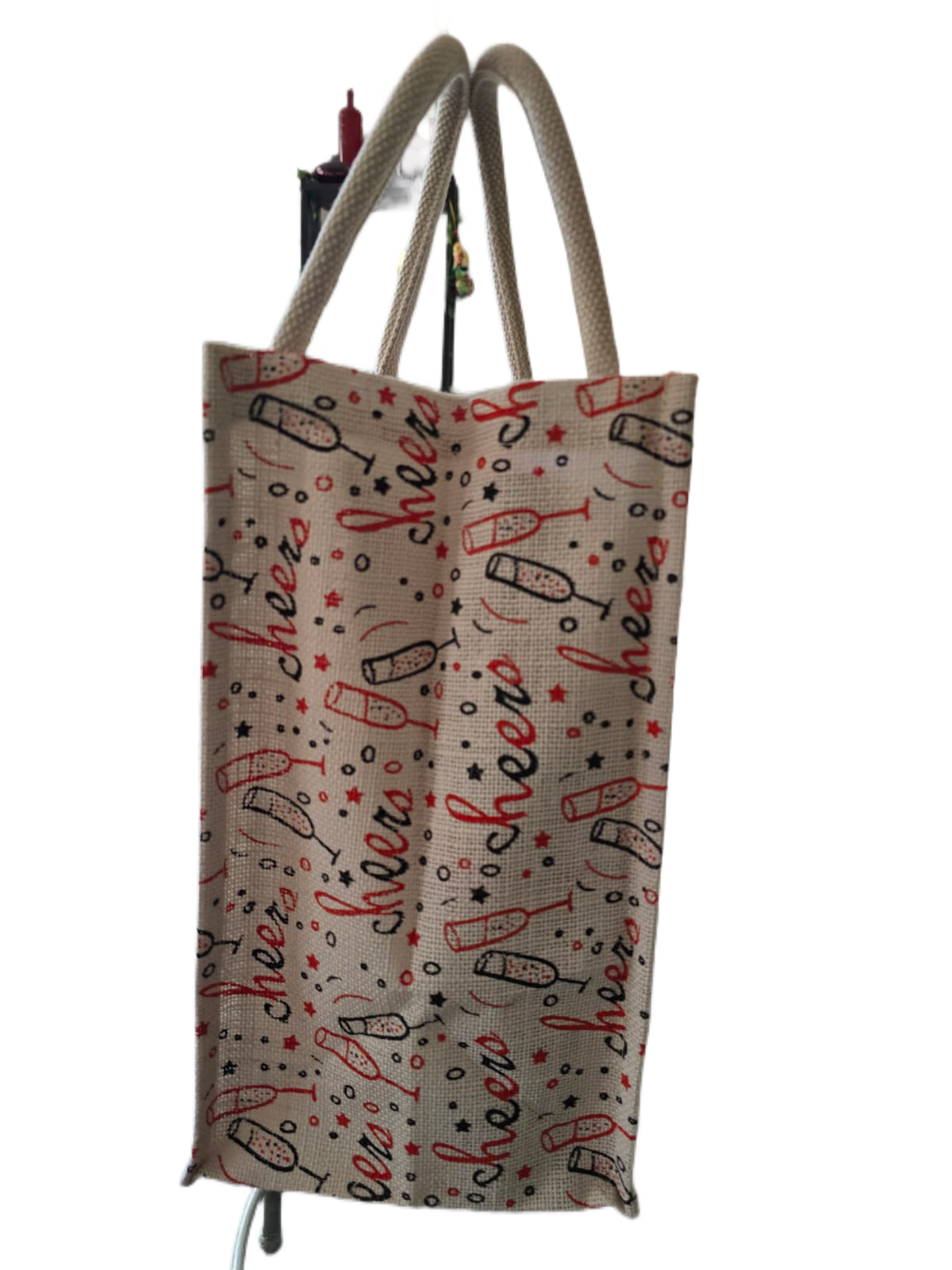 JUTE WINE  BAG  Cheers