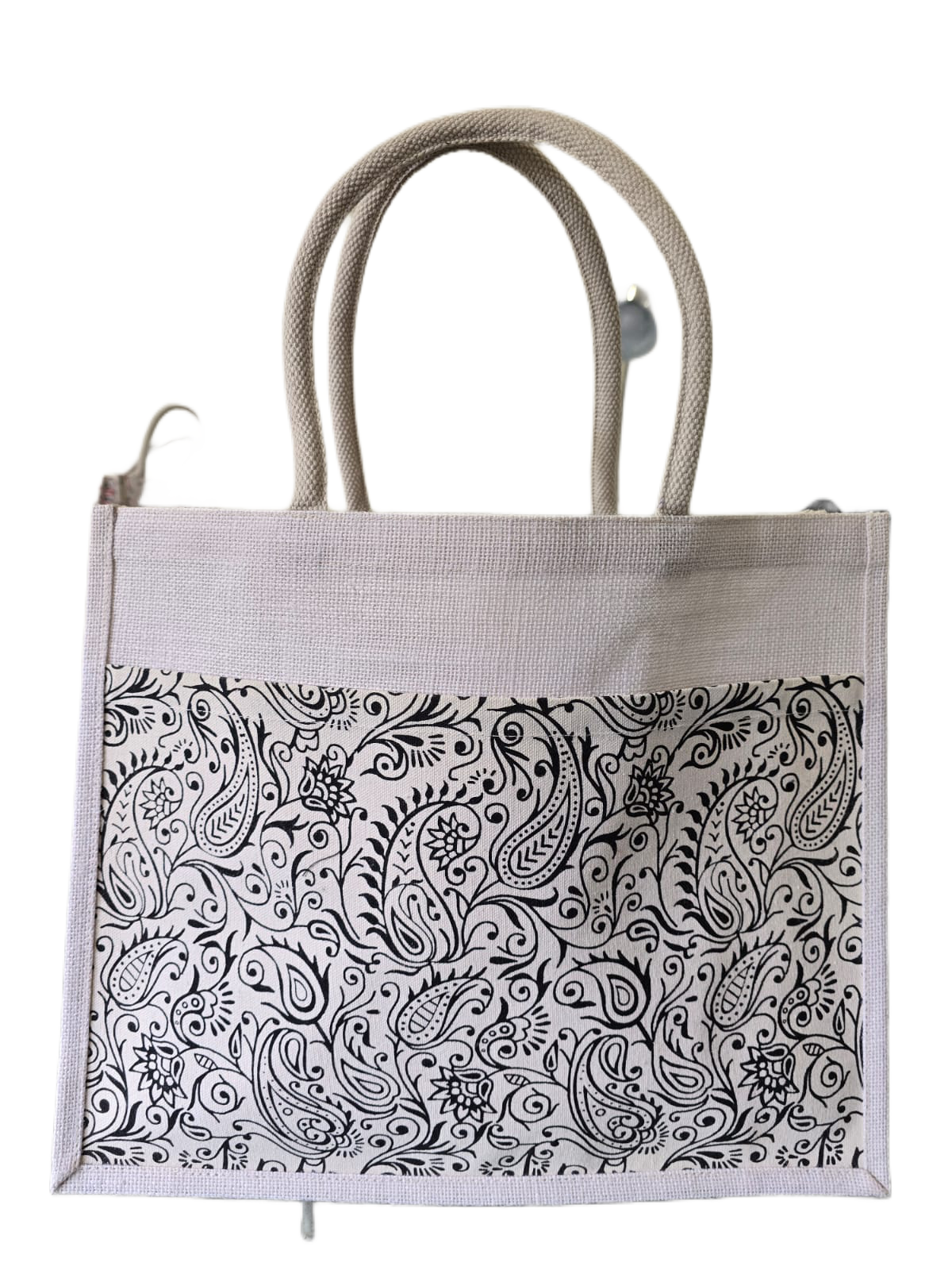 JUTE FASHION BAG black paisley floral print