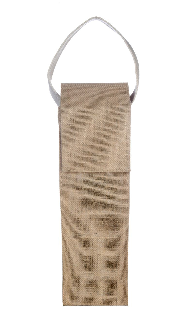 JUTE WINE  BAG secure flap closure