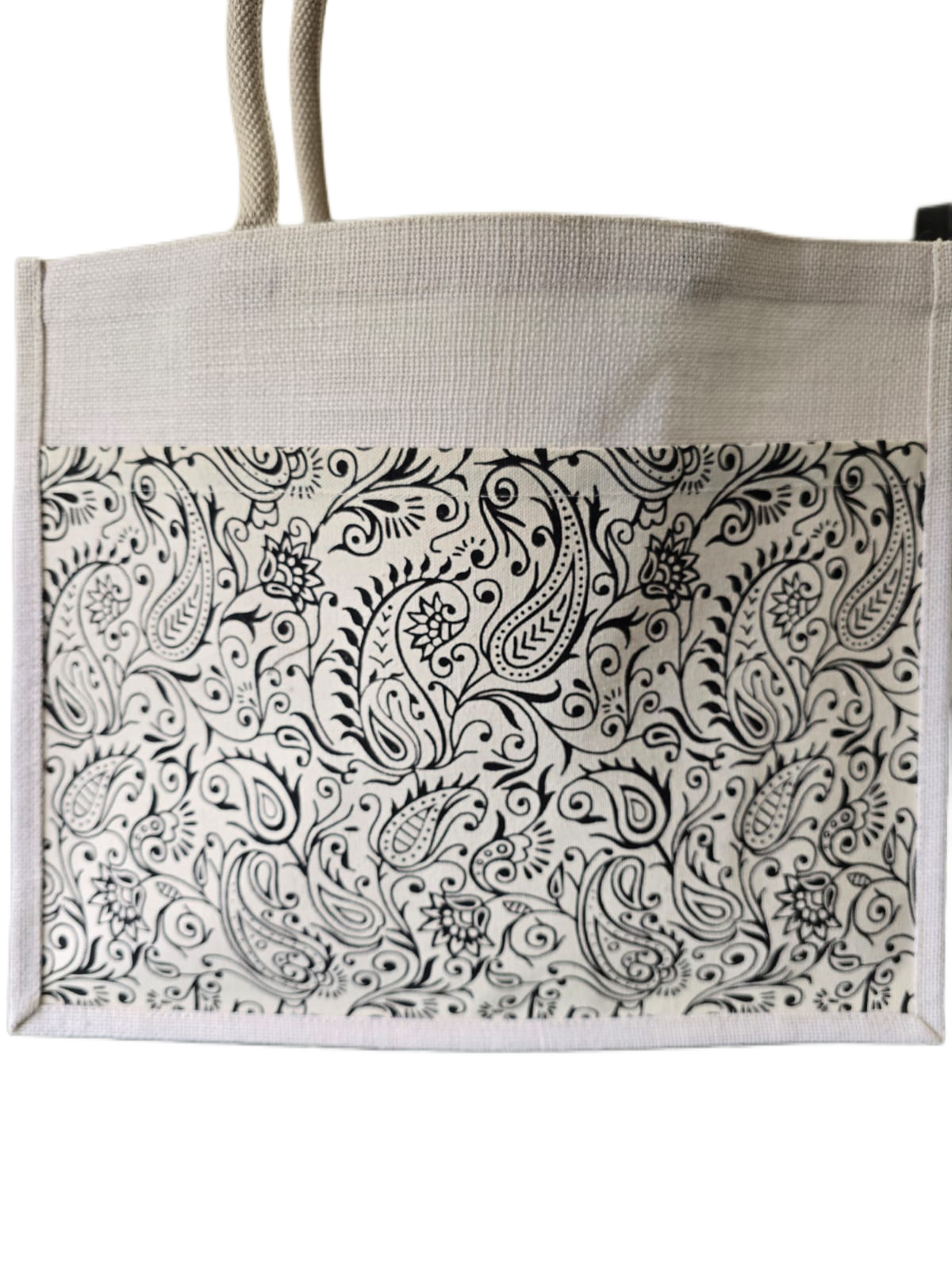 JUTE FASHION BAG black paisley floral print